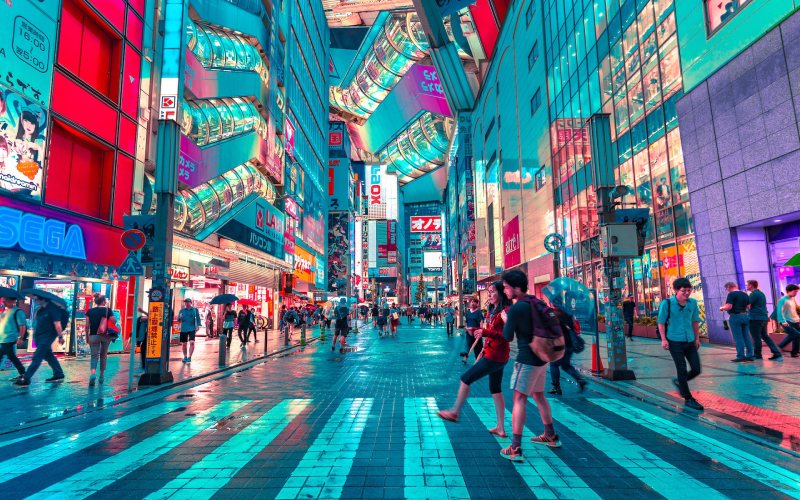 people walking on the road in Japan